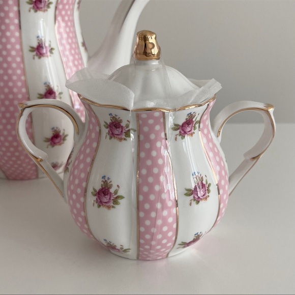 Fine Porcelain Teapot, Cream & Sugar Set - Picture 2 of 5